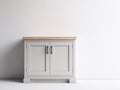 Buffet - Bois-Métal - 92x46x90 cm - Gris perle-Bois naturel - Style classique élégant