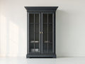 Vitrine - bois-verre - 112x40x196 cm - bleu foncé - style classique
