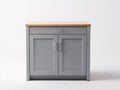 Buffet - Bois-Métal - 88x44x94 cm - Gris clair-Bois naturel - Style contemporain fonctionnel