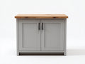 Buffet - Bois-Métal - 114x50x91 cm - Gris clair-Bois naturel - Style campagne contemporaine
