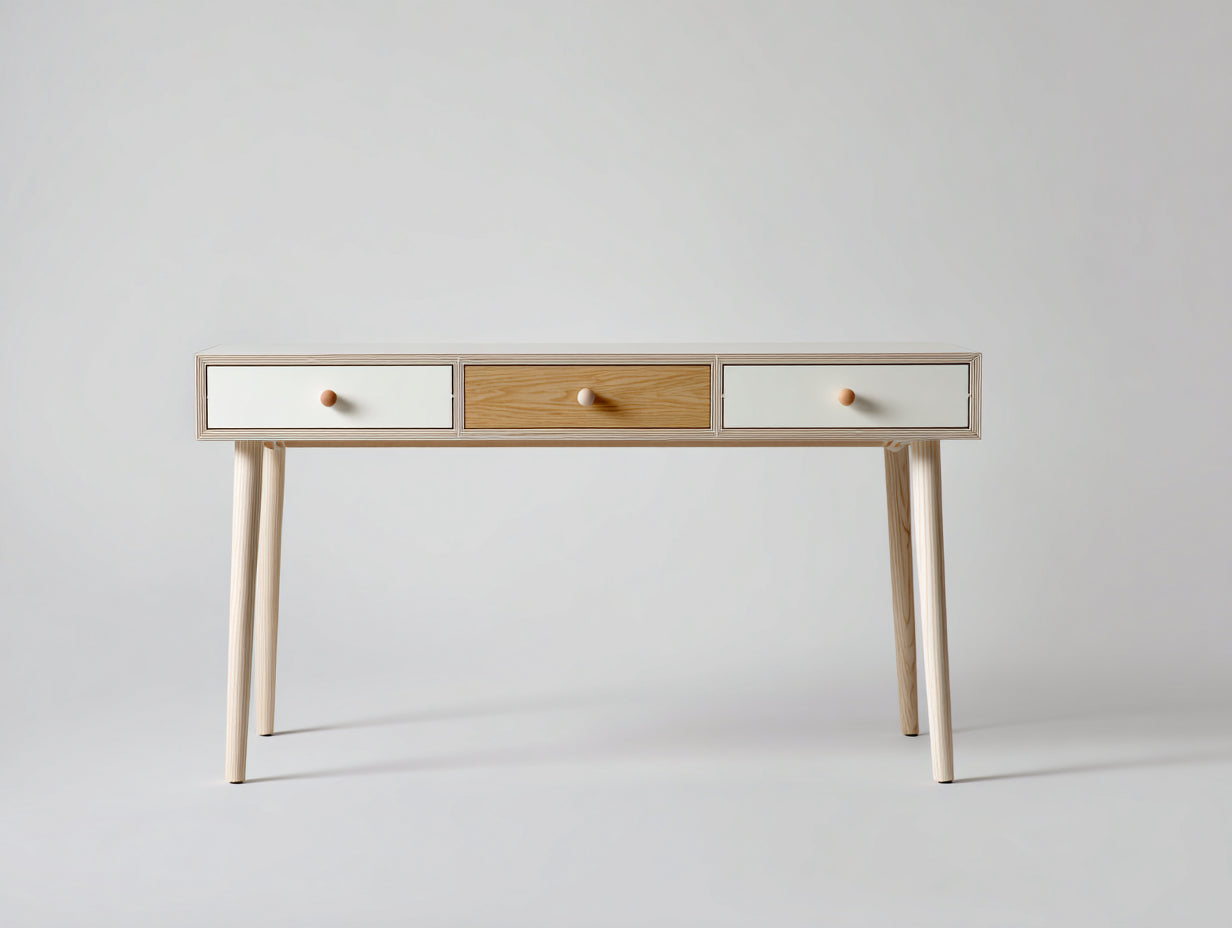 Bureau - bois - 123x46x75 cm - blanc-marron - moderne