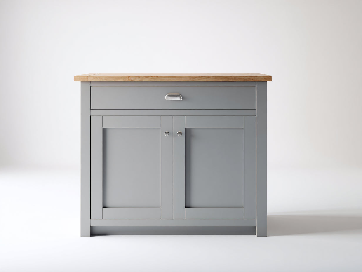 Buffet - Bois-Métal - 94x47x98 cm - Gris clair-Bois naturel - Style scandinave raffiné