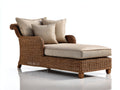 Bain de soleil-Rotin-Tissu-Bois-168 x 78 x 80 cm-Marron naturel-Beige-Classique