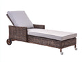 Bain de soleil-Rotin-Tissu-Métal-205 x 74 x 88 cm-Marron-Gris clair-Rustique