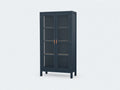 Vitrine - bois-verre - 92x39x184 cm - bleu marine - style minimaliste