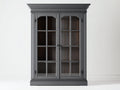 Vitrine - bois-verre - 118x43x188 cm - gris foncé - classique