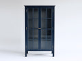 Vitrine - bois-verre - 106x41x192 cm - bleu marine - style classique