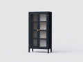 Vitrine - bois-verre - 84x35x158 cm - bleu marine - style nordique