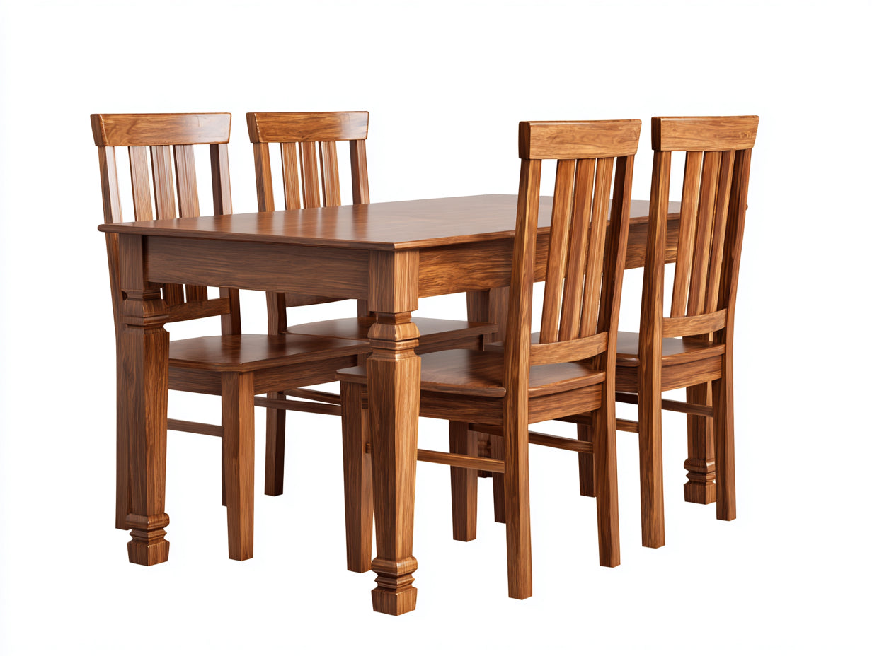 Salon de jardin repas-Bois-140 x 80 x 76 cm-Marron miel-Classique