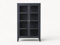 Vitrine - bois-verre - 104x41x185 cm - gris bleu foncé - style contemporain