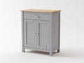 Buffet - Bois-Métal - 78x41x101 cm - Gris clair-Bois naturel - Style classique contemporain