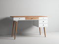Bureau - bois - 135x60x76 cm - blanc-marron - moderne