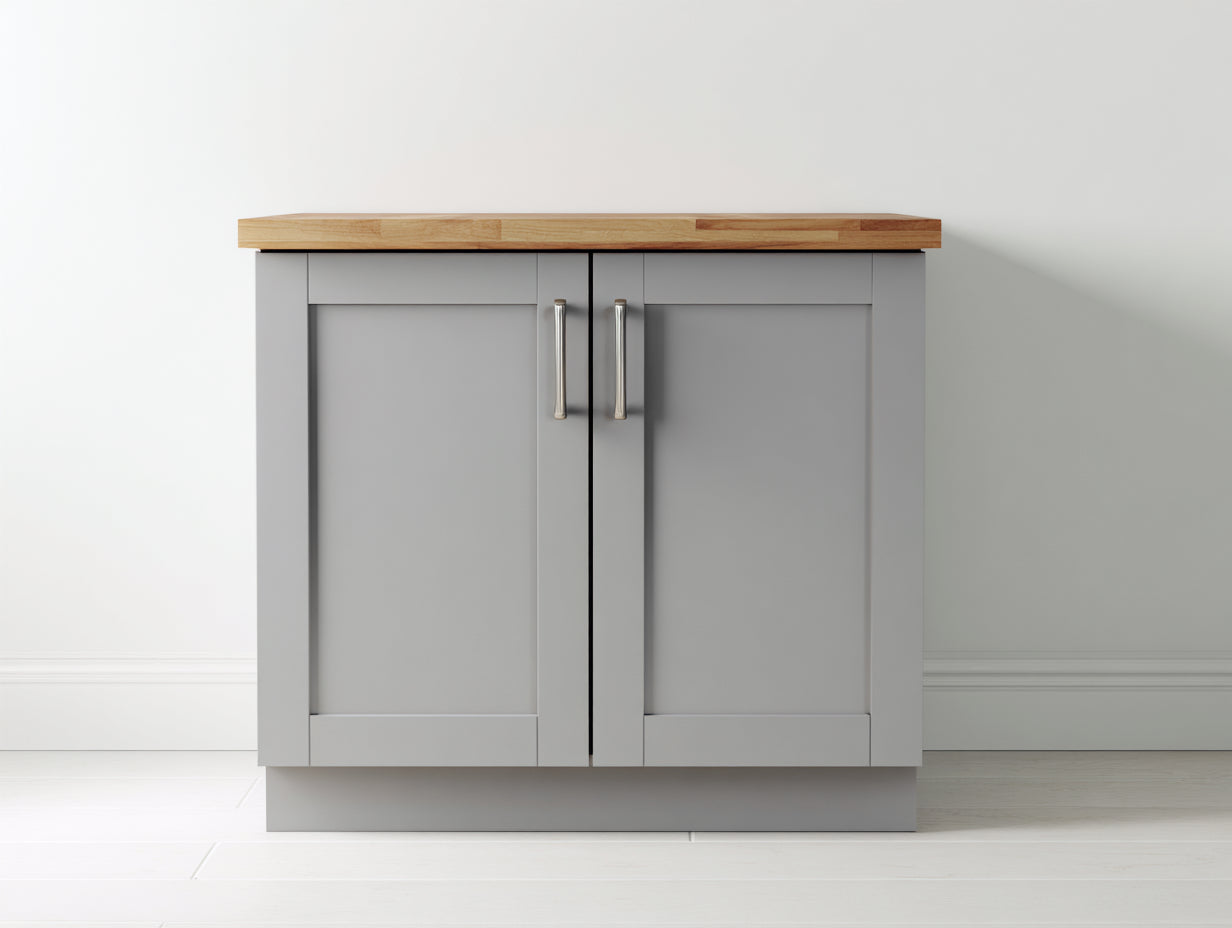 Buffet - Bois-Métal - 98x45x93 cm - Gris clair-Bois naturel - Style minimaliste contemporain