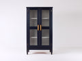 Vitrine - bois-verre - 78x34x162 cm - bleu marine - style contemporain
