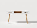 Bureau - bois - 124x50x75 cm - blanc-marron - moderne