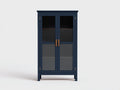 Vitrine - bois-verre - 86x36x172 cm - bleu marine - style contemporain