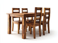 Salon de jardin repas-Bois-140 x 90 x 76 cm-Marron naturel-Rustique