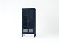 Vitrine - bois-verre - 88x37x176 cm - bleu profond - style moderne