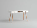 Bureau - bois - 128x52x75 cm - blanc-marron - moderne