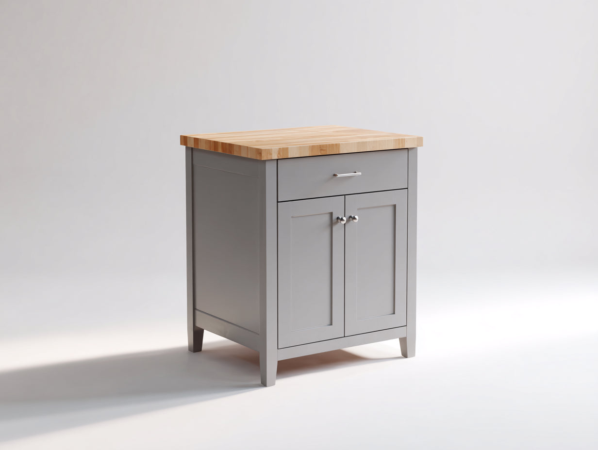 Buffet - Bois-Métal - 76x43x99 cm - Gris clair-Bois naturel - Style scandinave compact