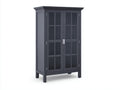 Vitrine - bois-verre - 110x44x198 cm - gris bleu foncé - style classique