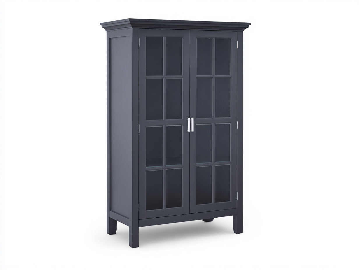 Vitrine - bois-verre - 110x44x198 cm - gris bleu foncé - style classique