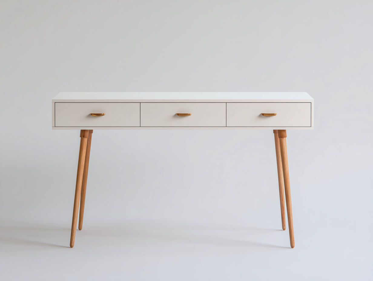 Bureau - bois - 121x49x75 cm - blanc-marron - moderne